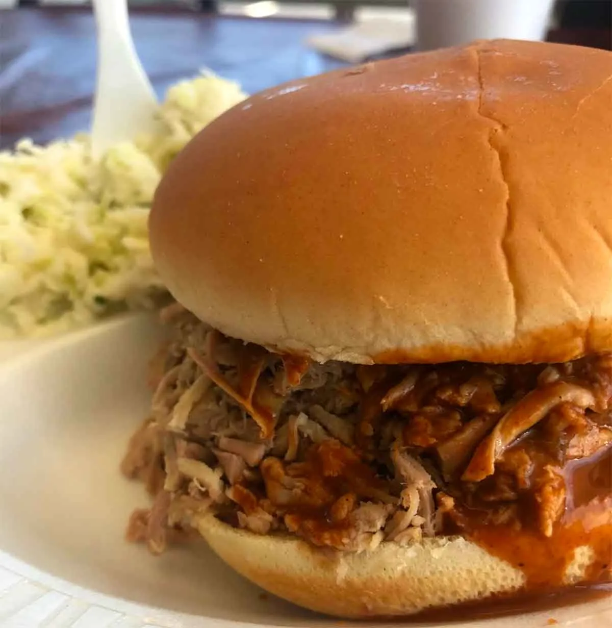 Closeup of BBQ sandwich