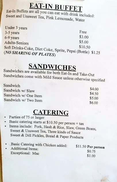 Dukes Bar-B-Que in Ridgeville Menu 1