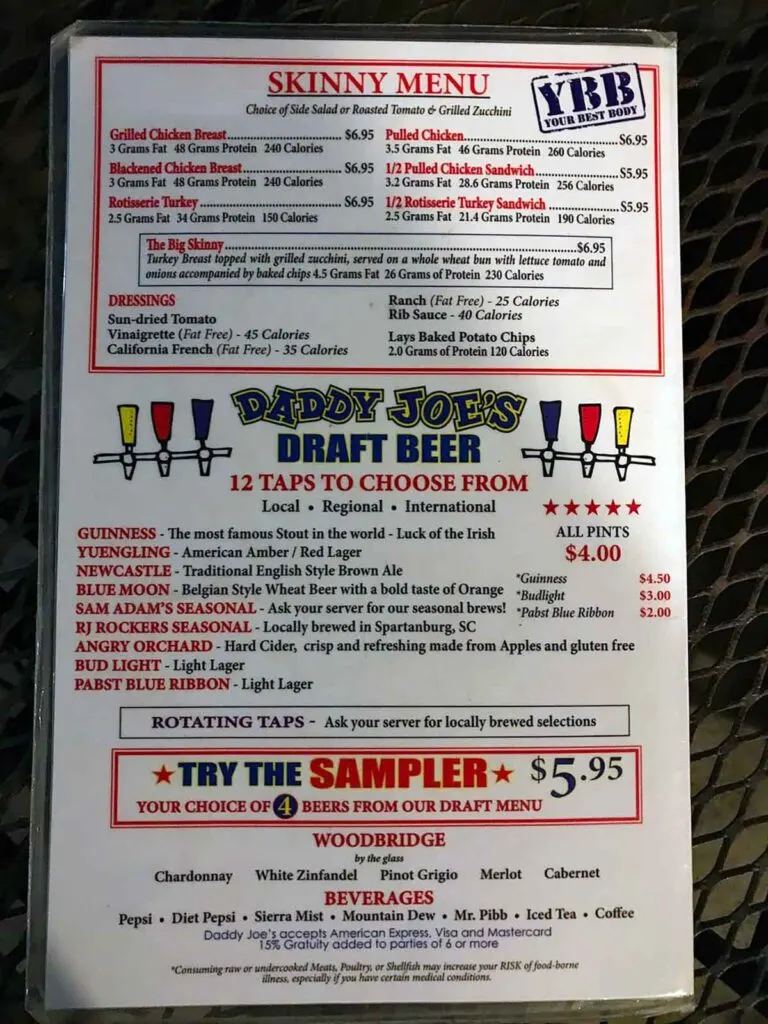 Menu 3 for Daddy Joe's