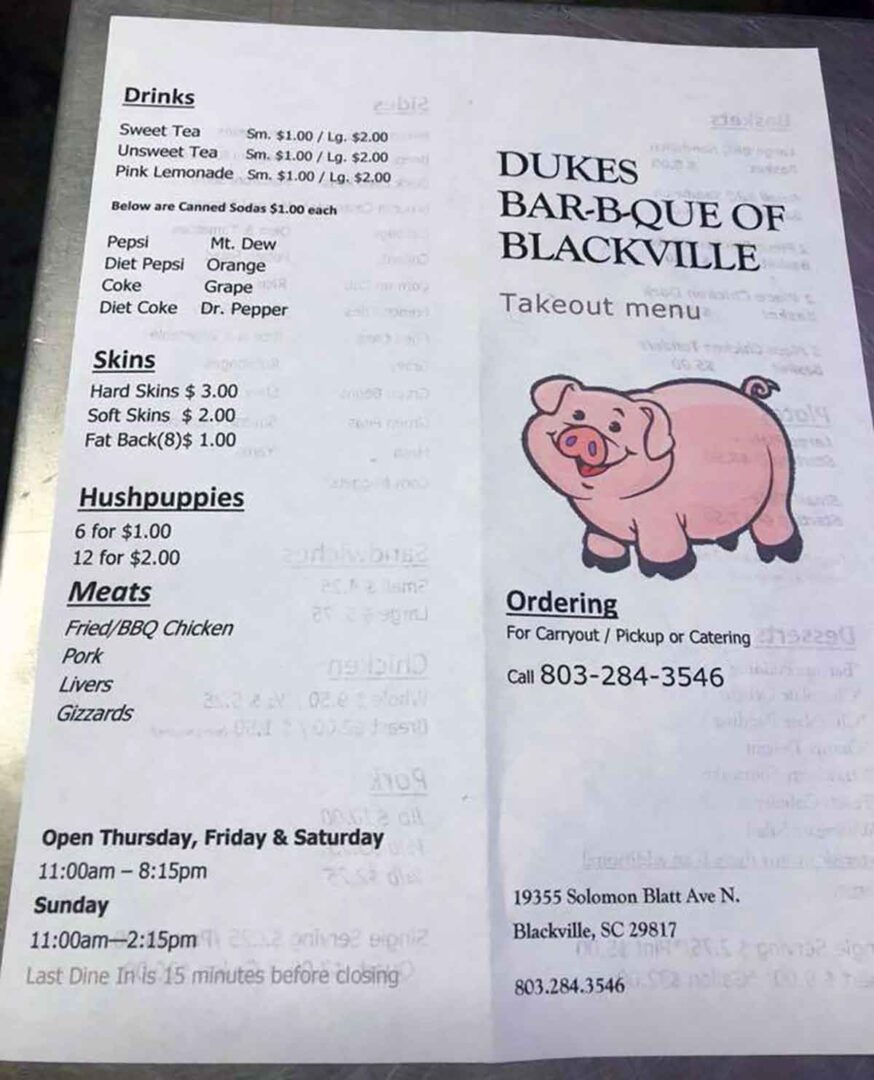 Dukes BBQ of Blackville Destination BBQ