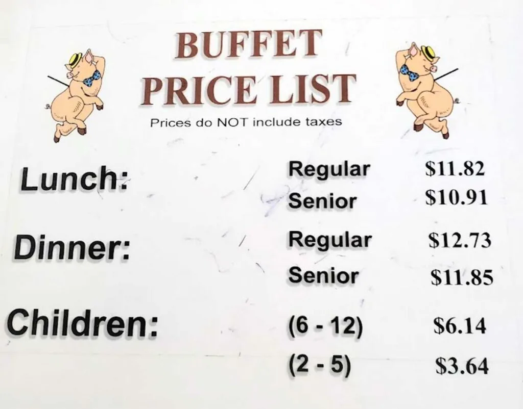 Menu Buffet Prices for Little Pigs BBQ on Alpine Rd. in Columbia