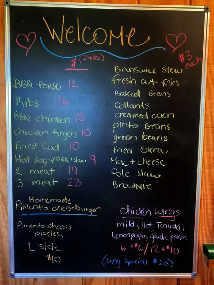 Menu for Sadlers Creek BBQ in Anderson