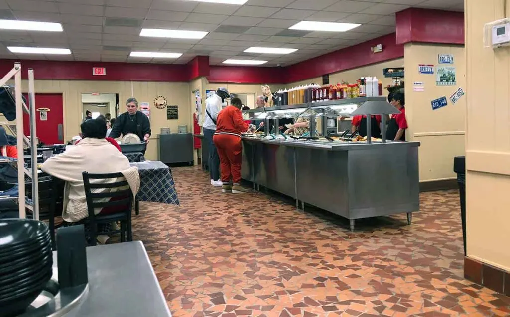 Shot of Shealy's main buffet line from across the room