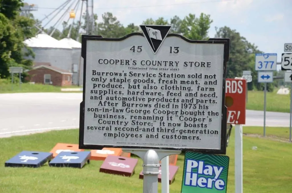 Cooper's Country Store in Salters - Historical Marker