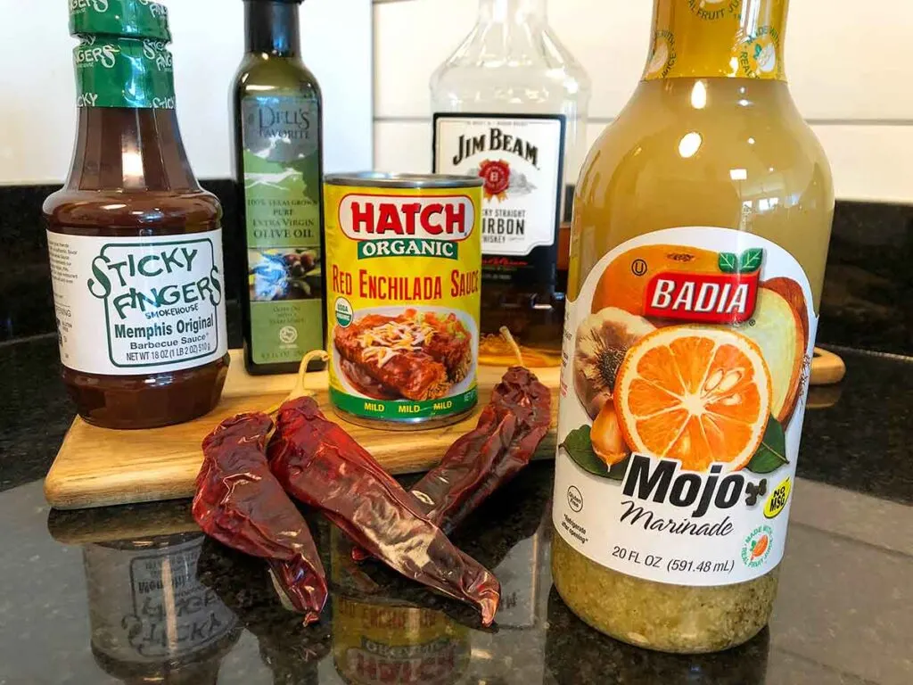 Individual ingredients that comprise brisket mojo sauce.