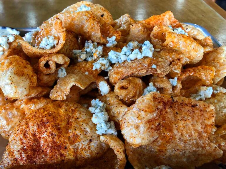 Pork Rind Recipe from Swig & Swine with Tabasco Honey & Blue Cheese