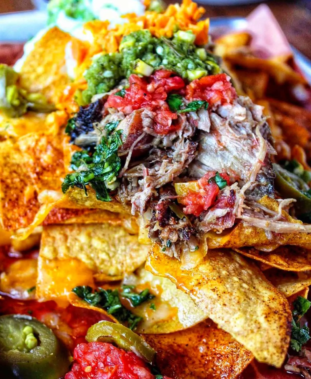 Closeup of BBQ Nachos at Home Team BBQ