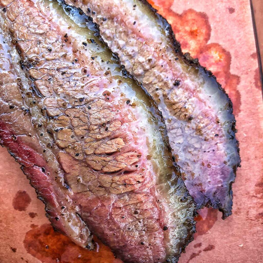 Closeup of Home Team's sliced brisket.