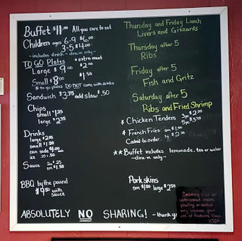 Dukes BBQ in Ridgeland Menu