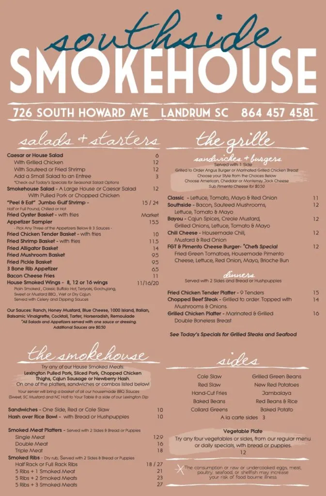 Southside Smokehouse Food Menu 1