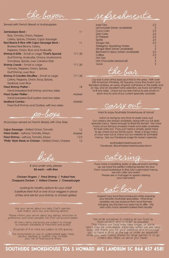 Southside Smokehouse Food Menu 2