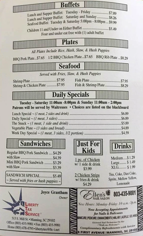 D&H Bar-B-Que Menu 1