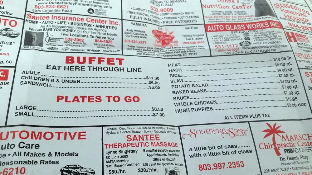 Menu for Dukes Bar-B-Que on Chestnut in Orangeburg