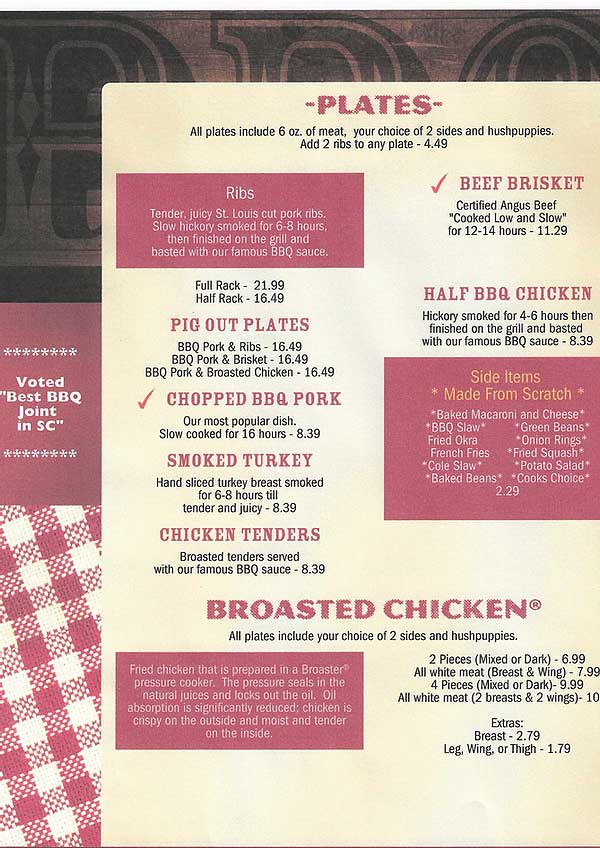 Carolina Barbecue & More Menu 1