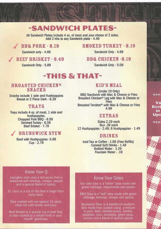 Carolina Barbecue & More Restaurant in Spartanburg Destination BBQ