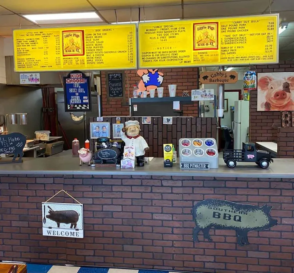 Menu for Little Pigs Bar-b-que in Greenville