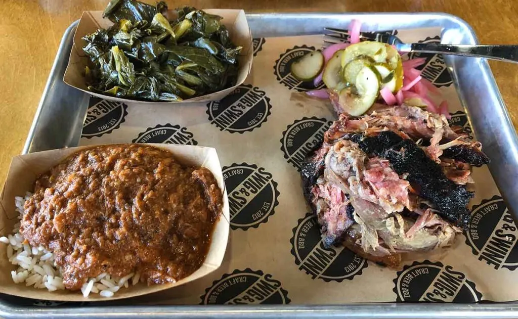 Pulled Pork Hash Collards at Swig and Swine Summerville