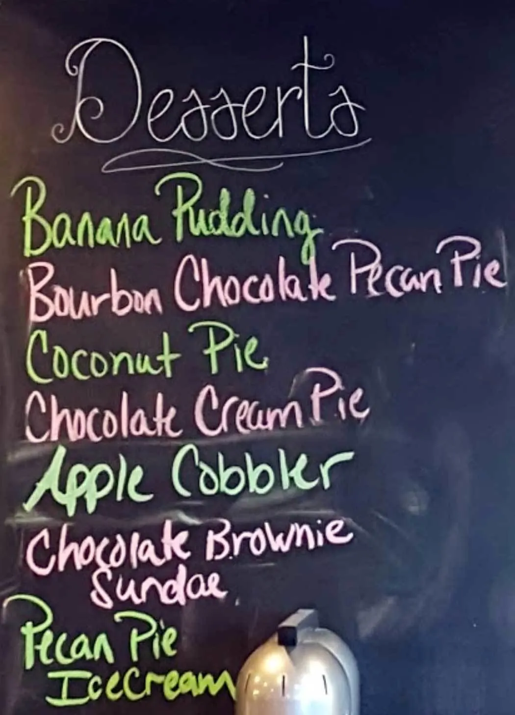 Swig & Swine's Dessert Menu