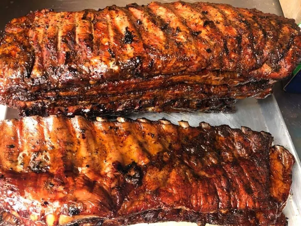Stack of ribs at Rodney Coplin's Smokemaster BBQ