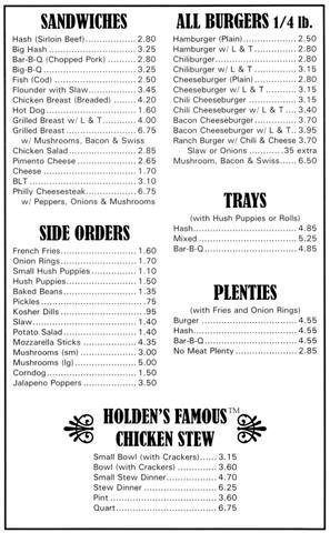 Menu for Holden's Ranch3