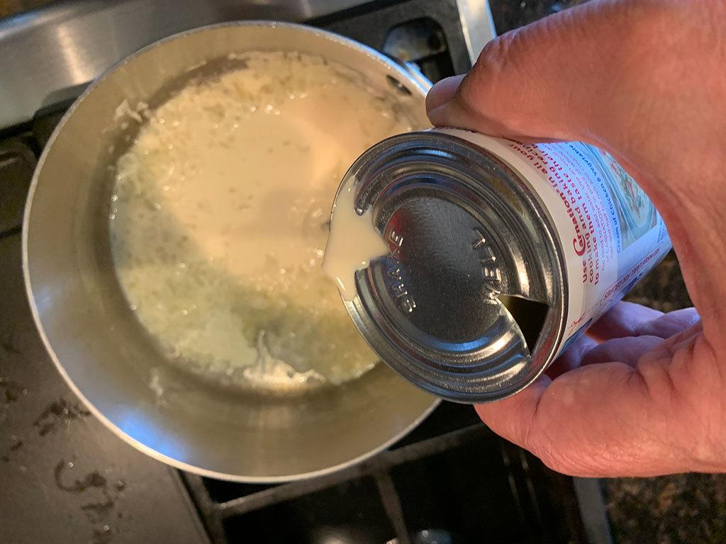 Holden's Ranch-Style Chicken Stew Recipe - Adding Evaporated Milk