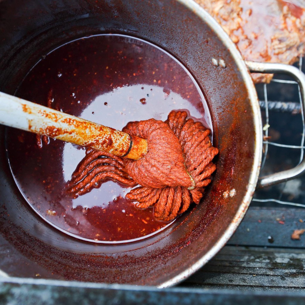 Mop in Pot of Rodney Scott's BBQ Sauce Recipe