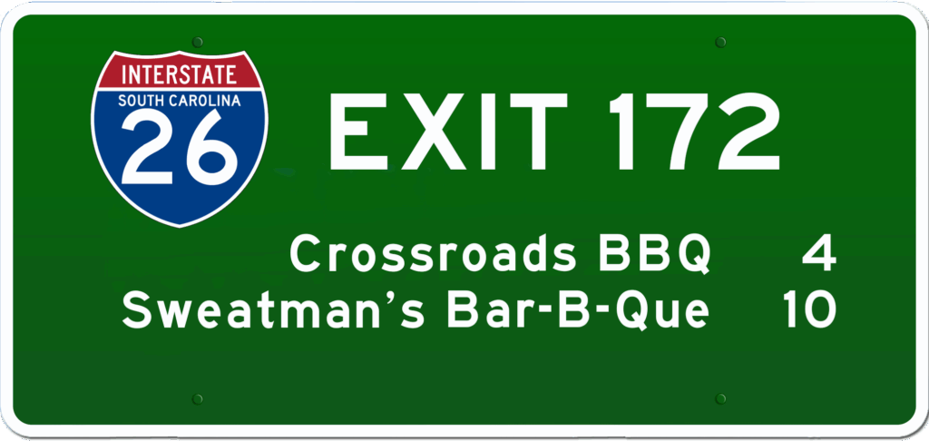 SC BBQ on I-26 at Exit 172.