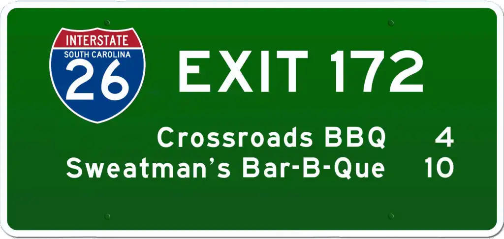 SC BBQ on I-26 at Exit 172.
