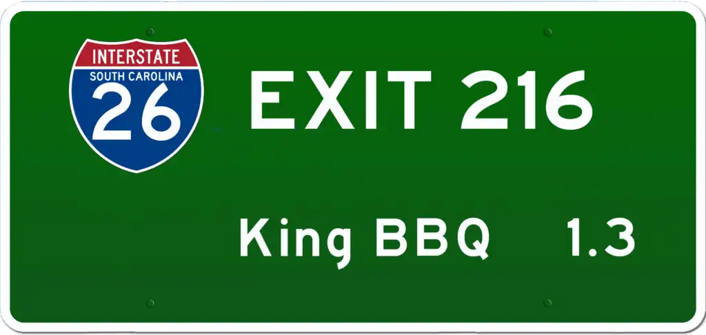 SC BBQ on I-26 at Exit 216.