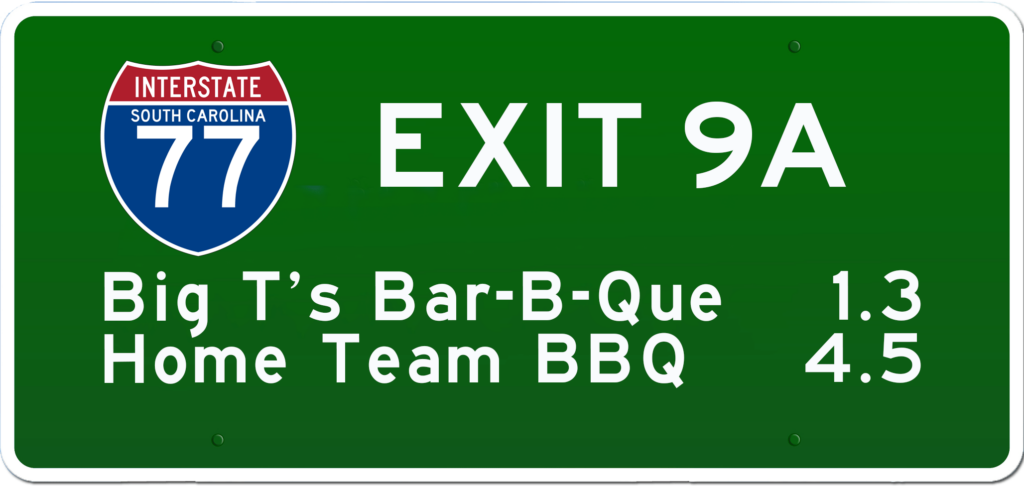 SC BBQ on I-77 at Exit 9A.