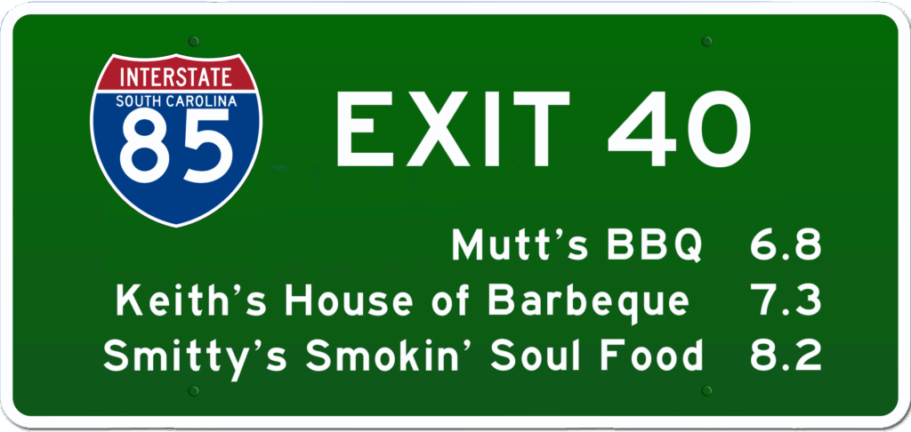 SC BBQ on I-85 at Exit 40.
