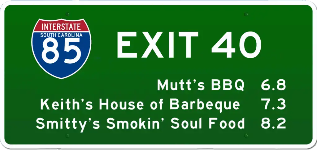 SC BBQ on I-85 at Exit 40.
