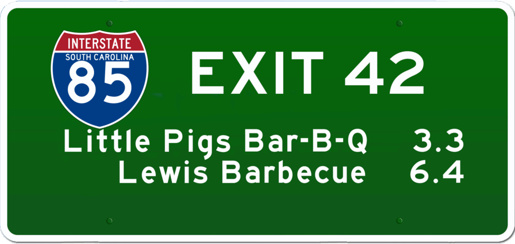 SC BBQ on I-85 at Exit 42.