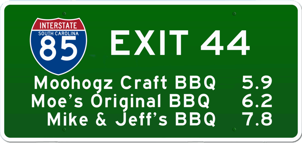 SC BBQ on I-85 at Exit 44.