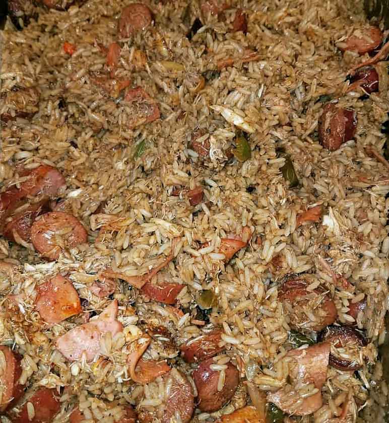 Pan of Crab Rice at The Rib Guy