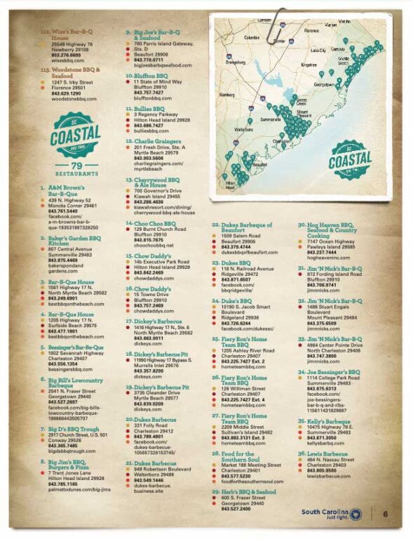 Download the South Carolina Barbecue Trail Map Destination BBQ
