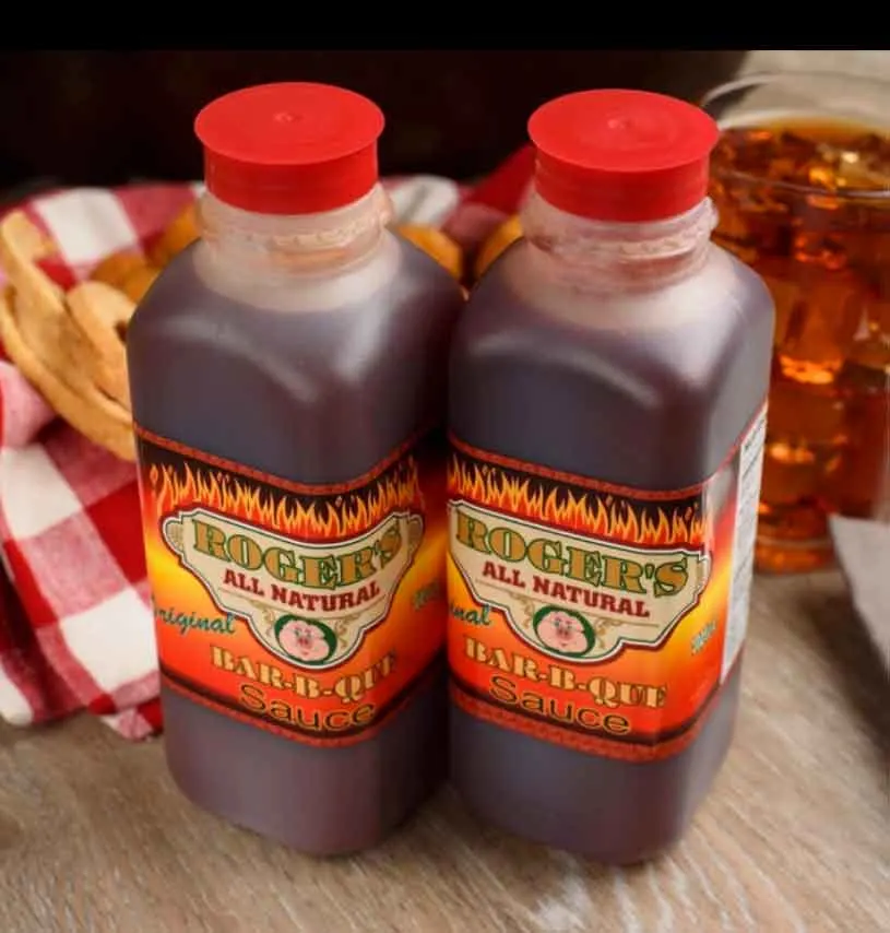 Two bottles of the famous vinegar and pepper sauce from Roger's BBQ