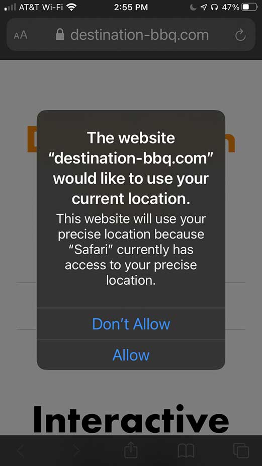 SC BBQ Trail Map Asking Permission to Use Location