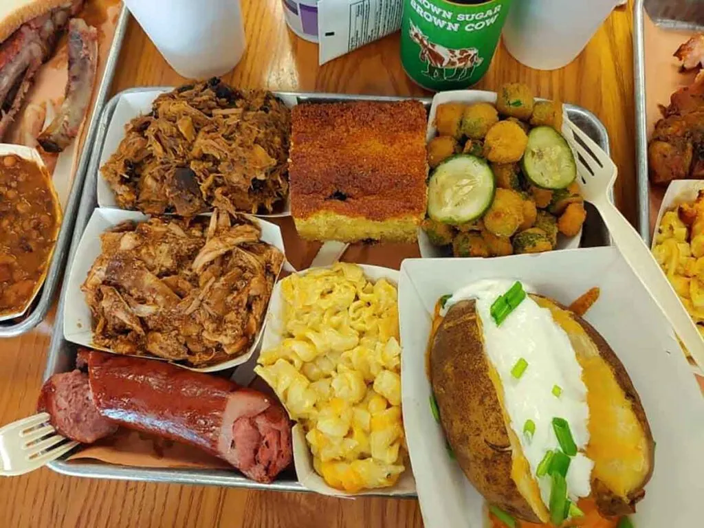 Tray of BBQ and sides from Slaughter House by Nigels
