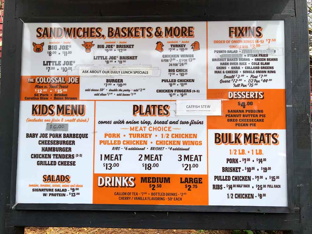 Bessinger’s Bar-Be-Que Drive Through Menu