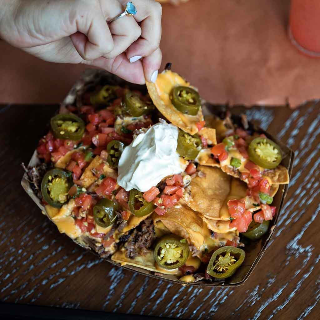 Brisket Nachos from Lewis Barbecue in Charleston.