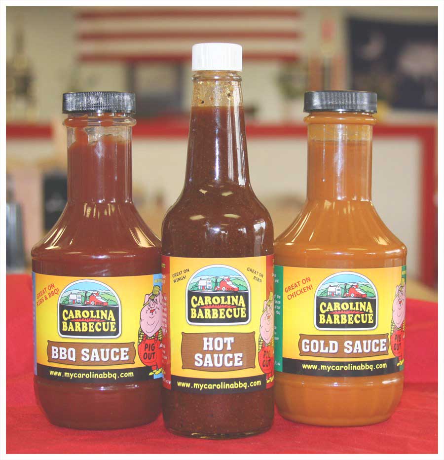 Three different Carolina Barbecue and More BBQ Sauces