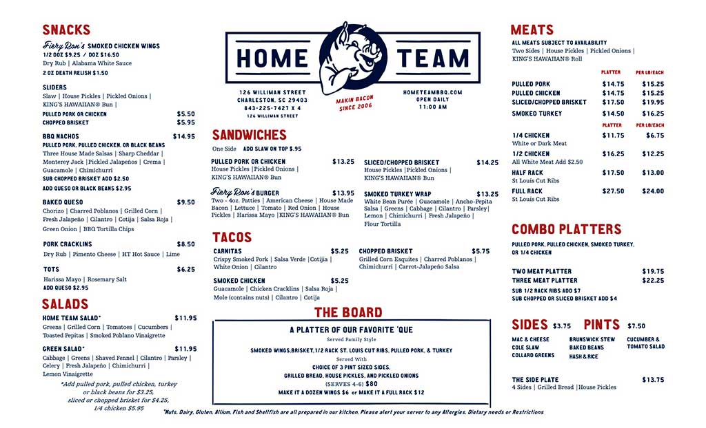 Home Team BBQ Menu