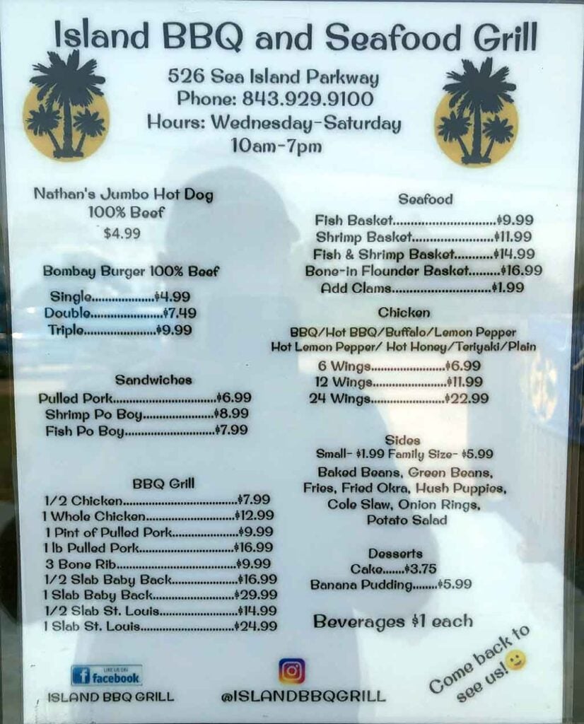 Island BBQ Grill Menu