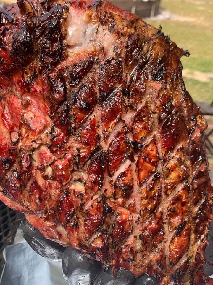 Steak showing grill marks.