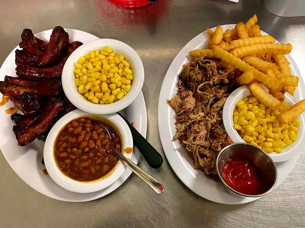BBQ pork and rib plates from 521 BBQ in Lancaster