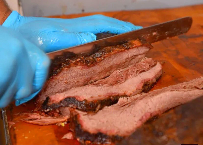 Brisket being sliced