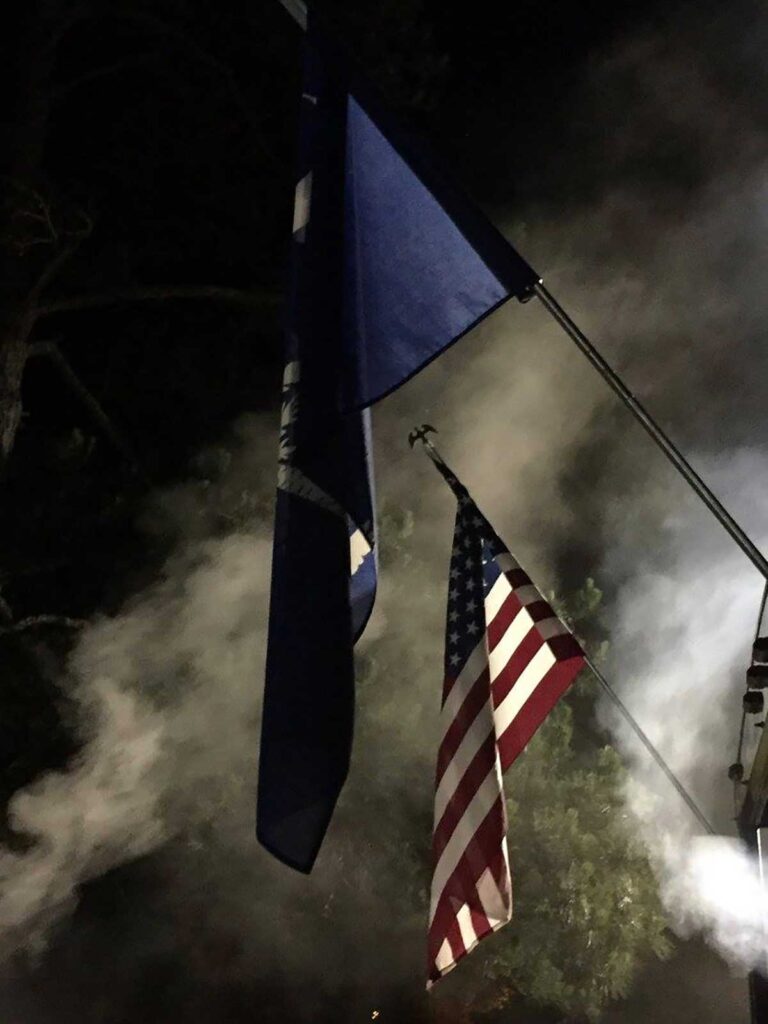 Flags among smoke