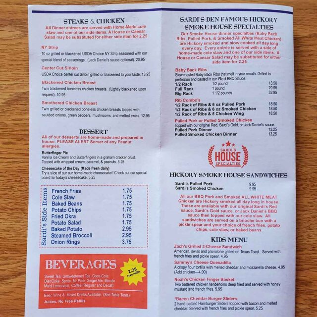 Sardi’s Den ***Permanently Closed*** Destination BBQ