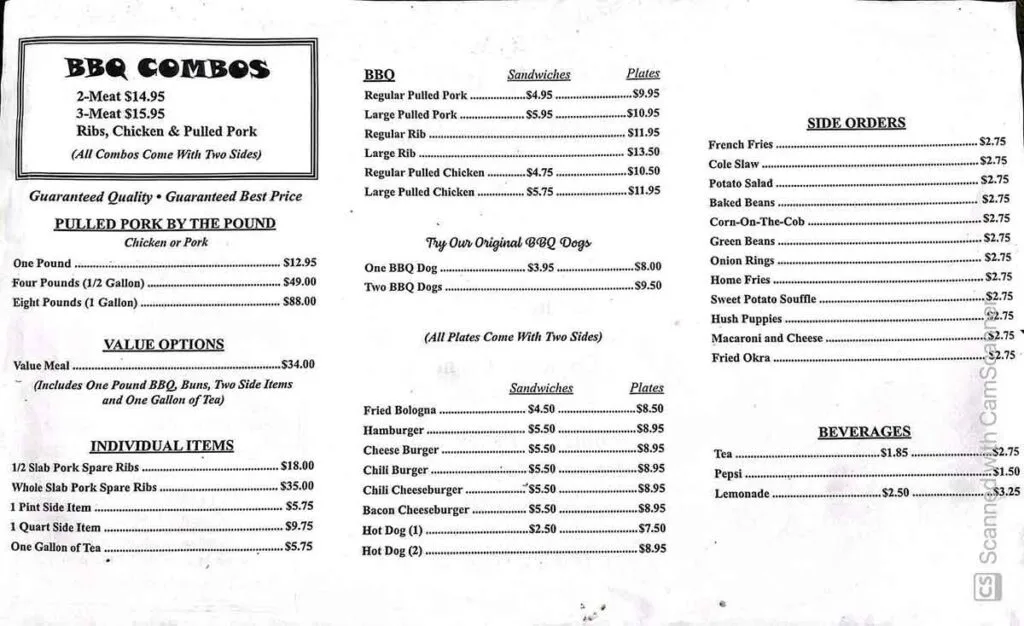 Mike & Jeff's BBQ Menu